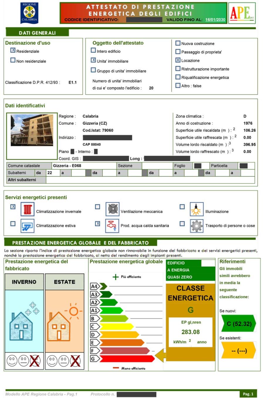 Documento di esempio APE - Locazione