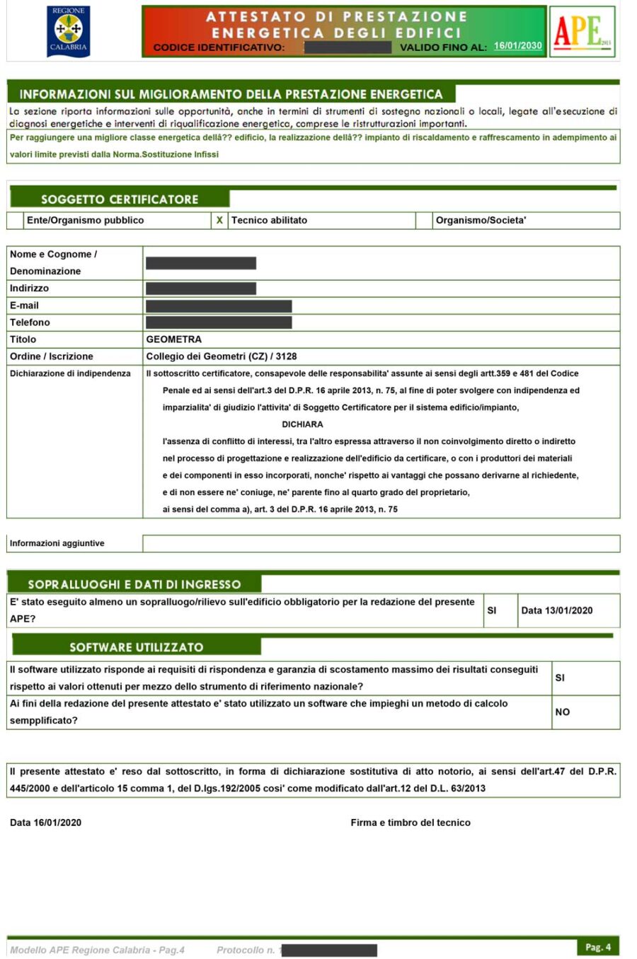 Documento di esempio APE - Locazione