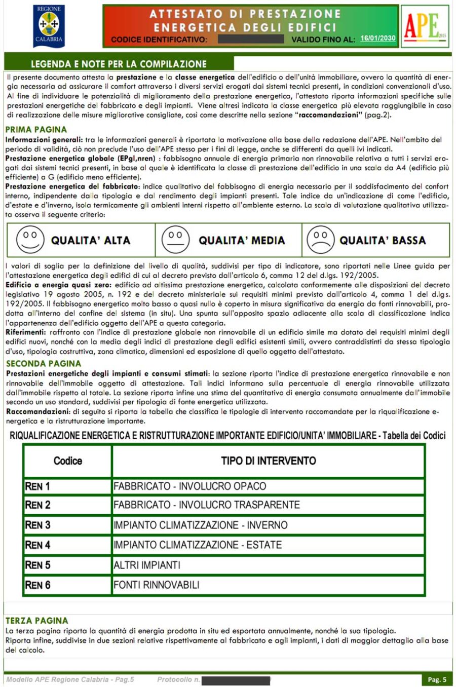 Documento di esempio APE - Locazione