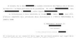 Documento di esempio Dichiarazione di Successione