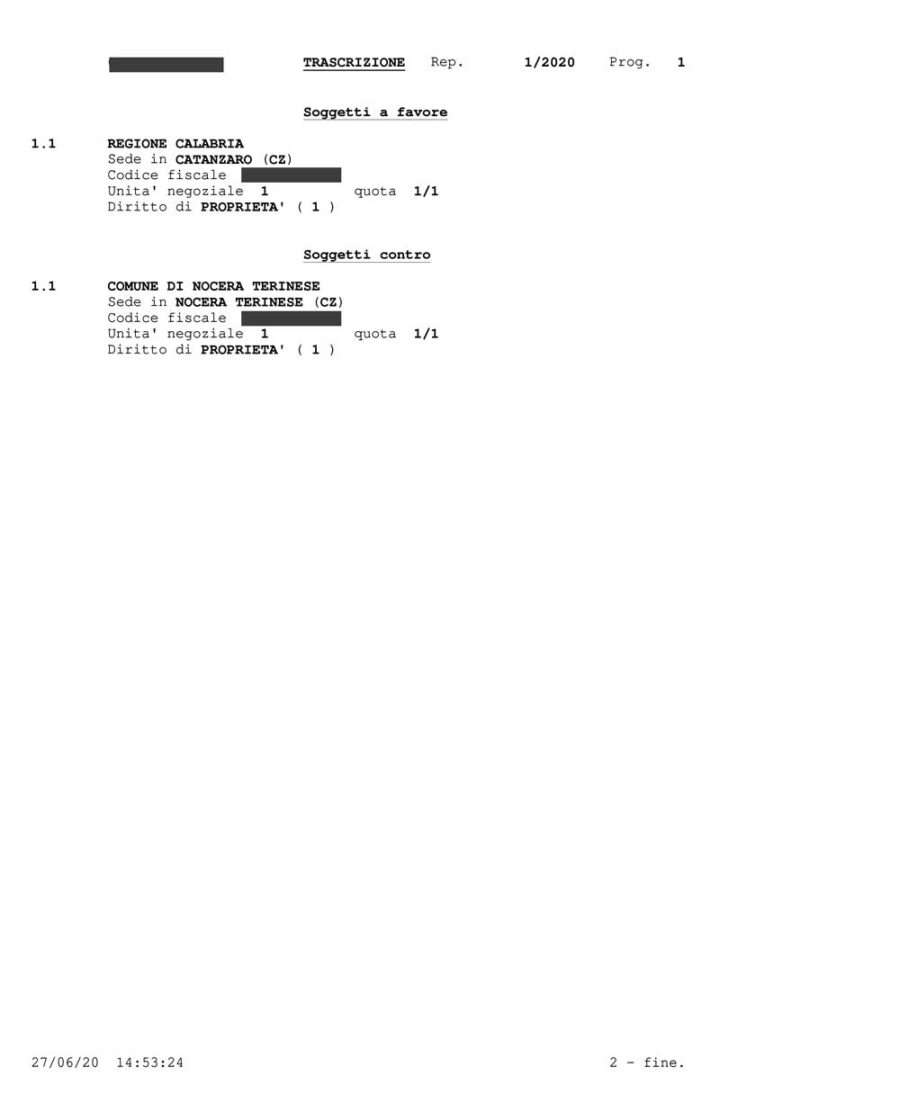 Documento di esempio Trascrizione Atti Immobiliari