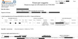 Documento di esempio Visura per Soggetto Storica